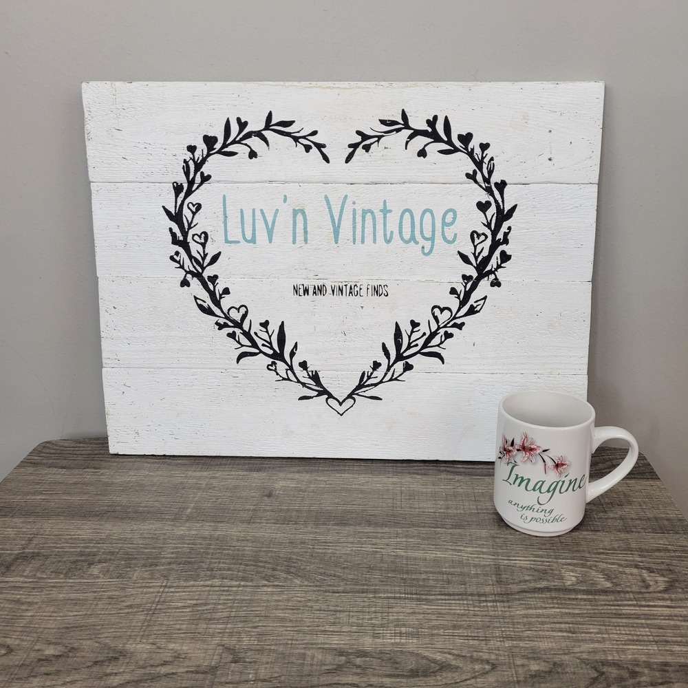 Bay Island White Ceramic Inspirational Mug Imagine Dream Floral Coffee‎ Tea Cup